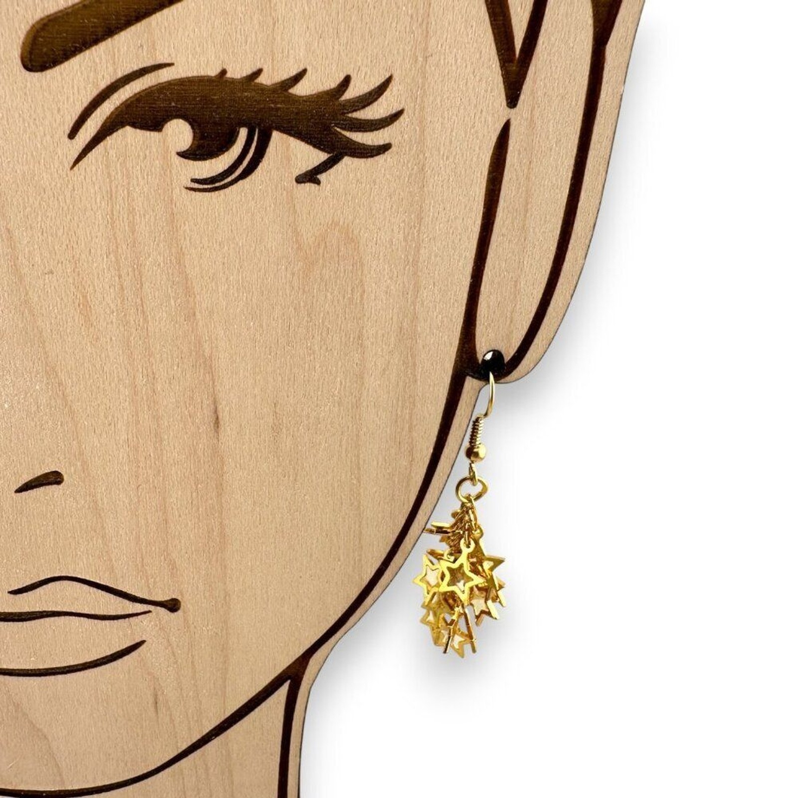 Gold Plated Stars Cluster Earrings Statement Earrings Gold Plated Ear Wire