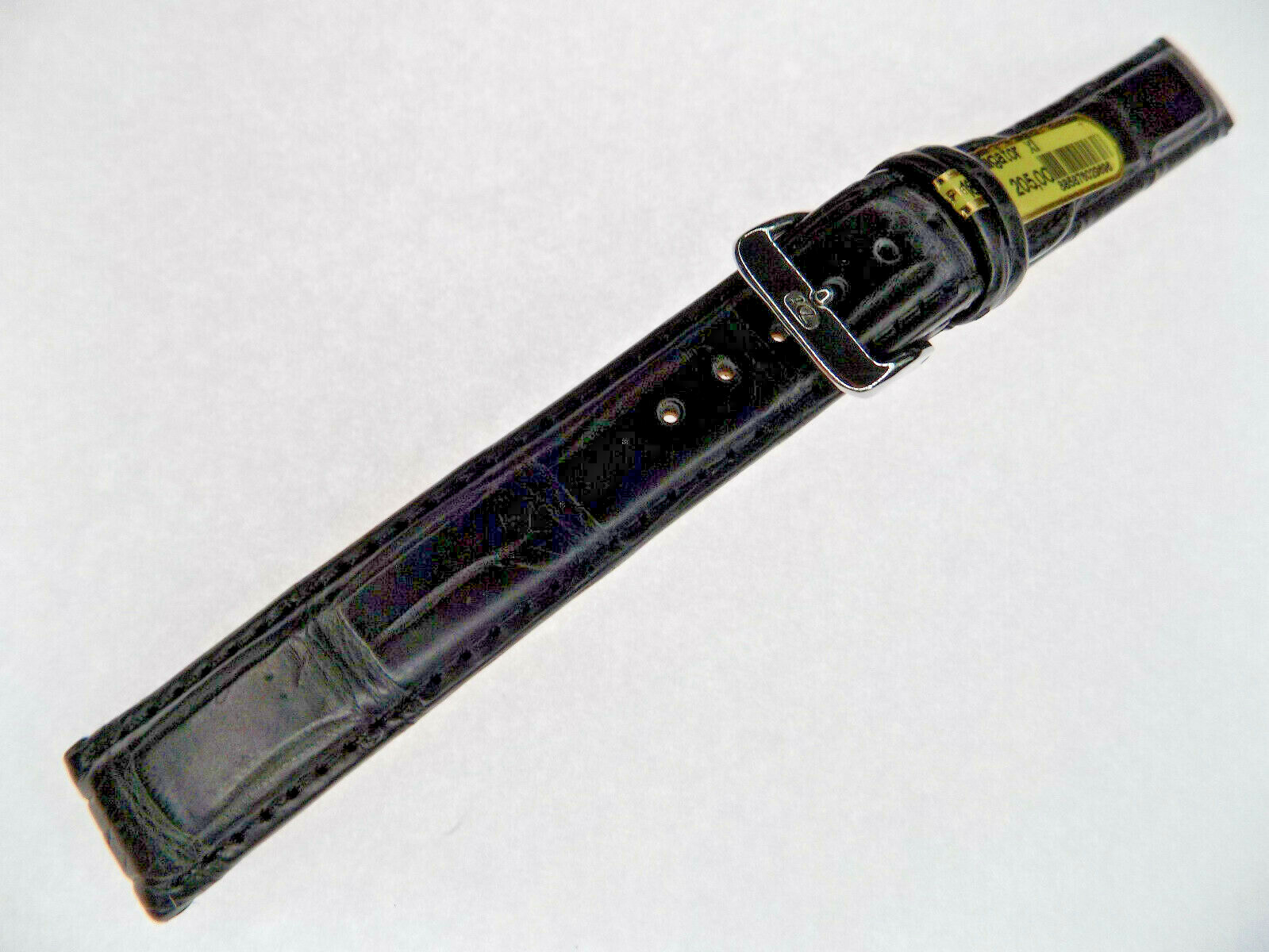 NATURAL SKIN VARIES Di-Modell Black Genuine Alligator 18mm EXTRA LONG Watch Band