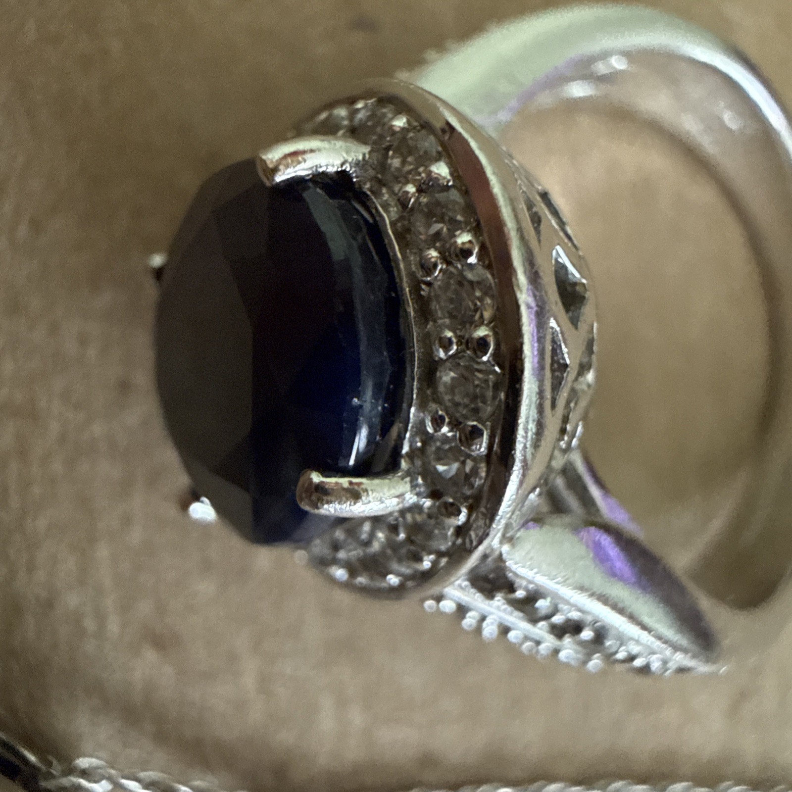925 Lot Of 2 Jewelry Silver Necklace Pendant With Chain & Ring Blue Stone Stamp