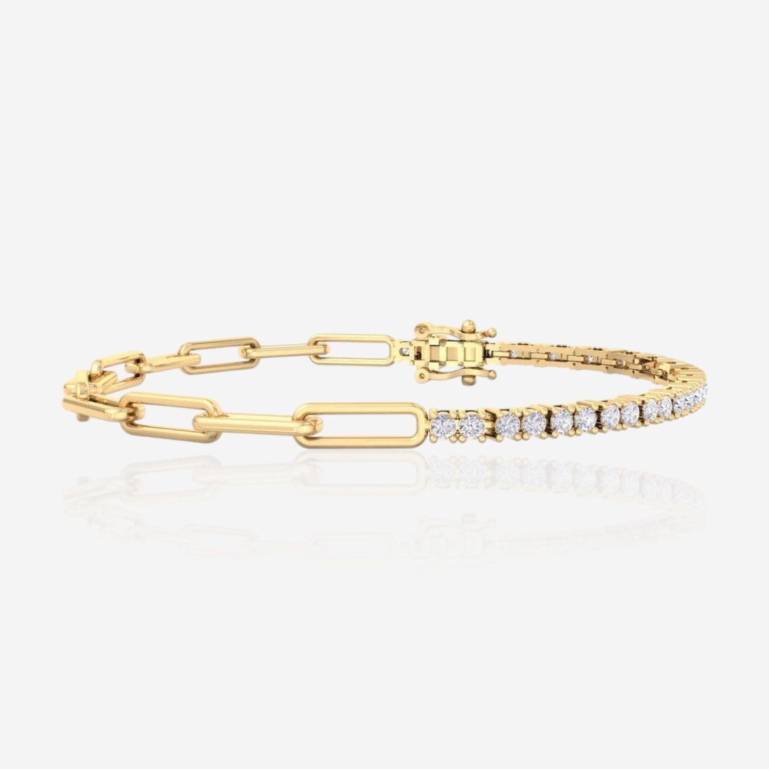 14K Yellow Gold Lab-Grown Diamond Paperclip Tennis Bracelet 1.20 CTW 7″