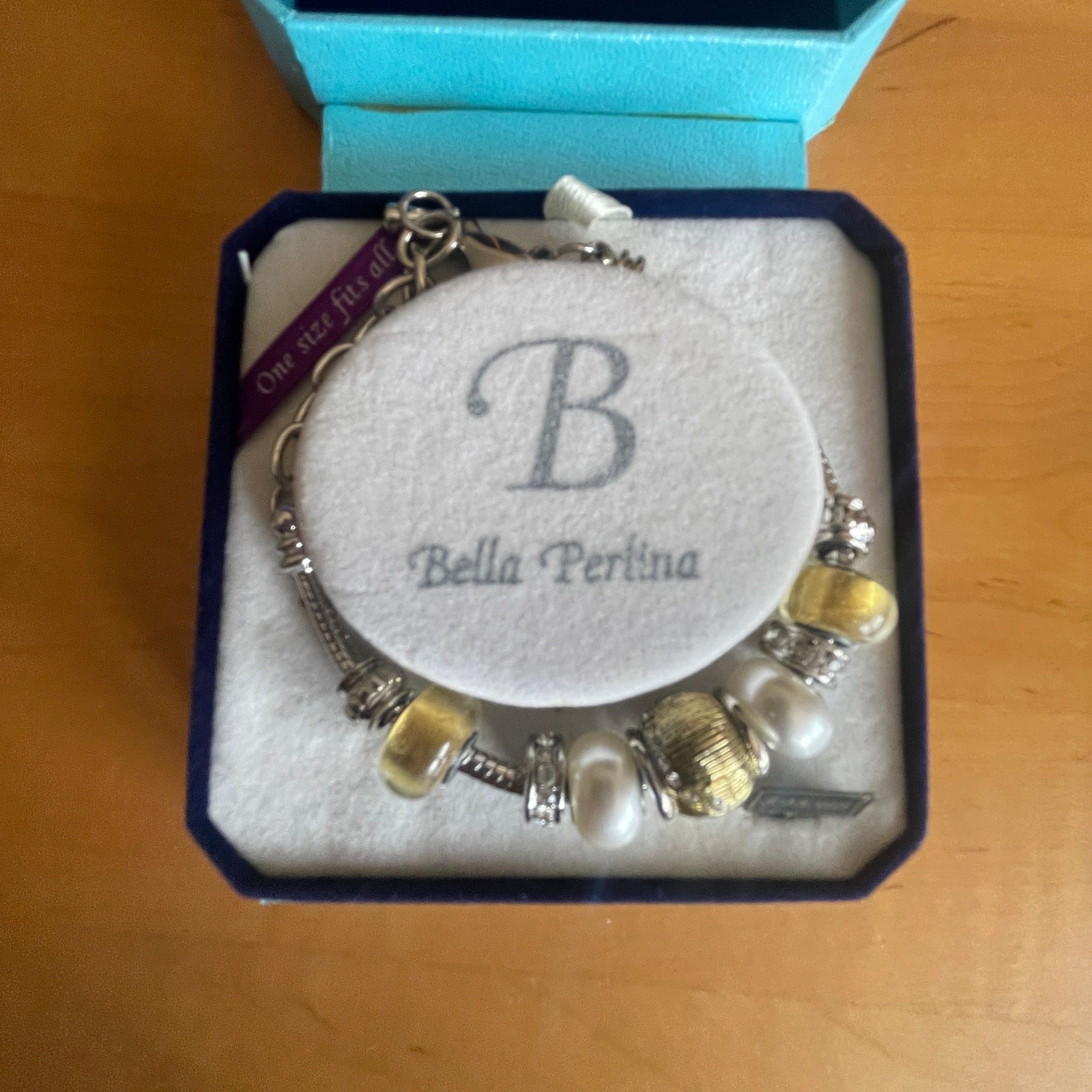 Bella Perlina NEW Gold and Silver Tone Bracelet Charm and Crystal Bead