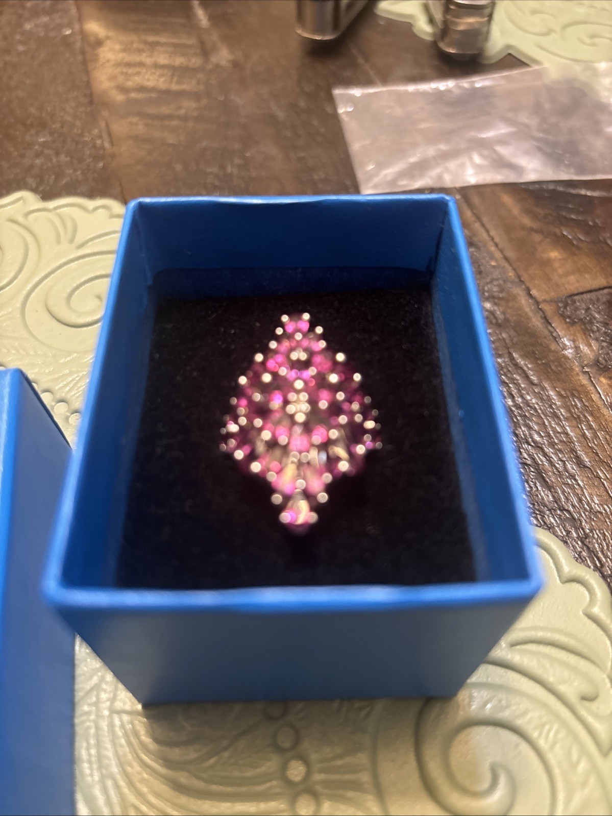RASPBERRY COLOR 4.48 CT RHODOLITE GARNET STERLING SILVER RING 7.51 Grams Size 6