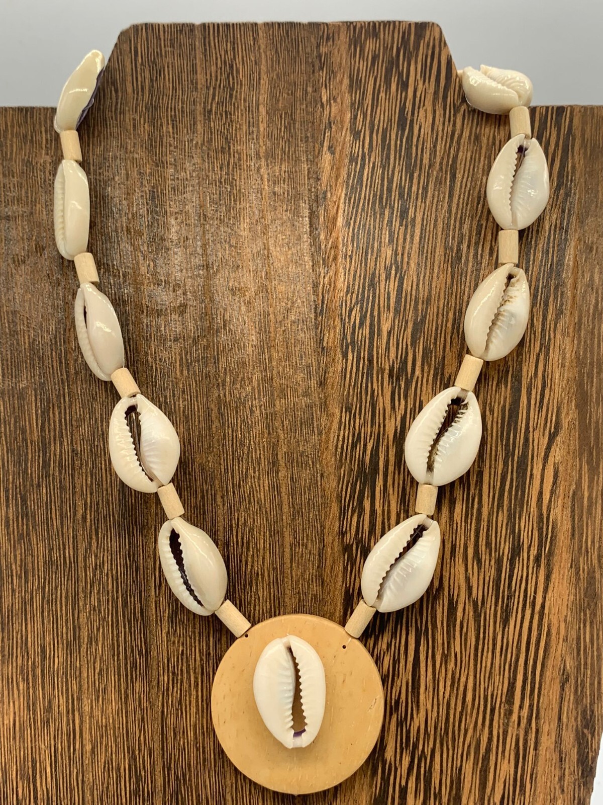 twelve cowrie shell necklaces wooden bead Hawaiian style handmade