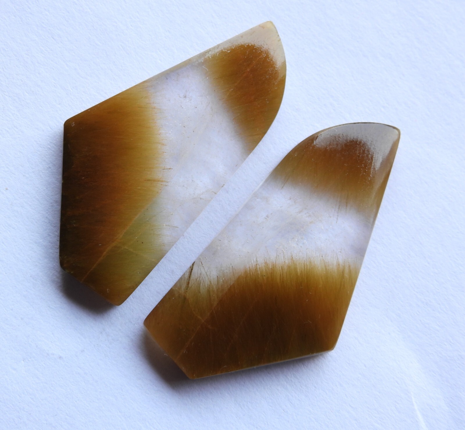 40.55 Ct Natural Rutilated Quartz (34mm X 17mm each) Cabochon Match Pair