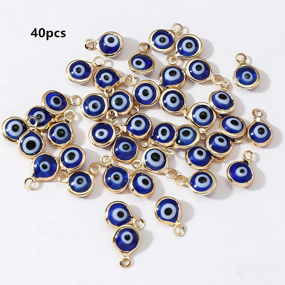 40Pcs/Lot LUCKY EYE Turkey Evil Eye Gold /Silver Color Tone Charms Connectors Be