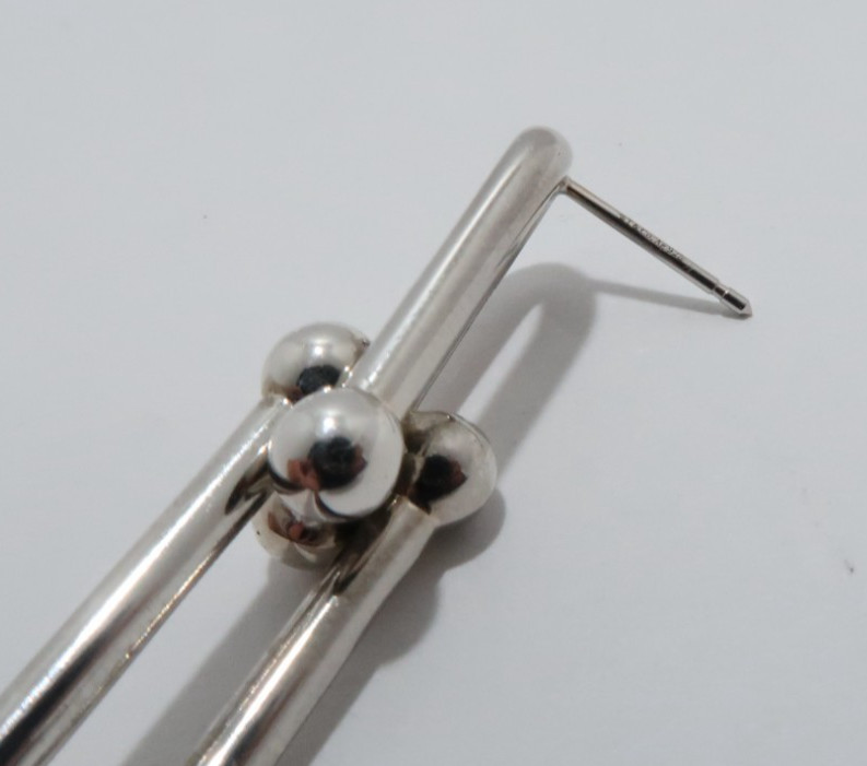 TIFFANY & Co. sterling silvernHardware double long link Pierce earrings