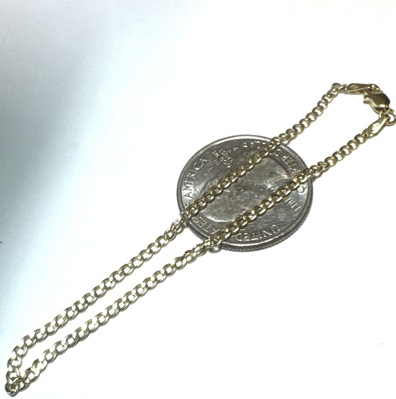 NEW 10K Yellow Gold Cuban Link Bracelet 7” 2.1mm Dainty Unisex Lobster Clasp