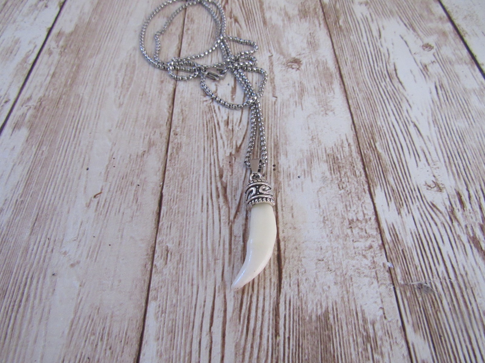 Red Fox Tooth Pendant Necklace Animal Bone Spirit Animal Jewelry Chain
