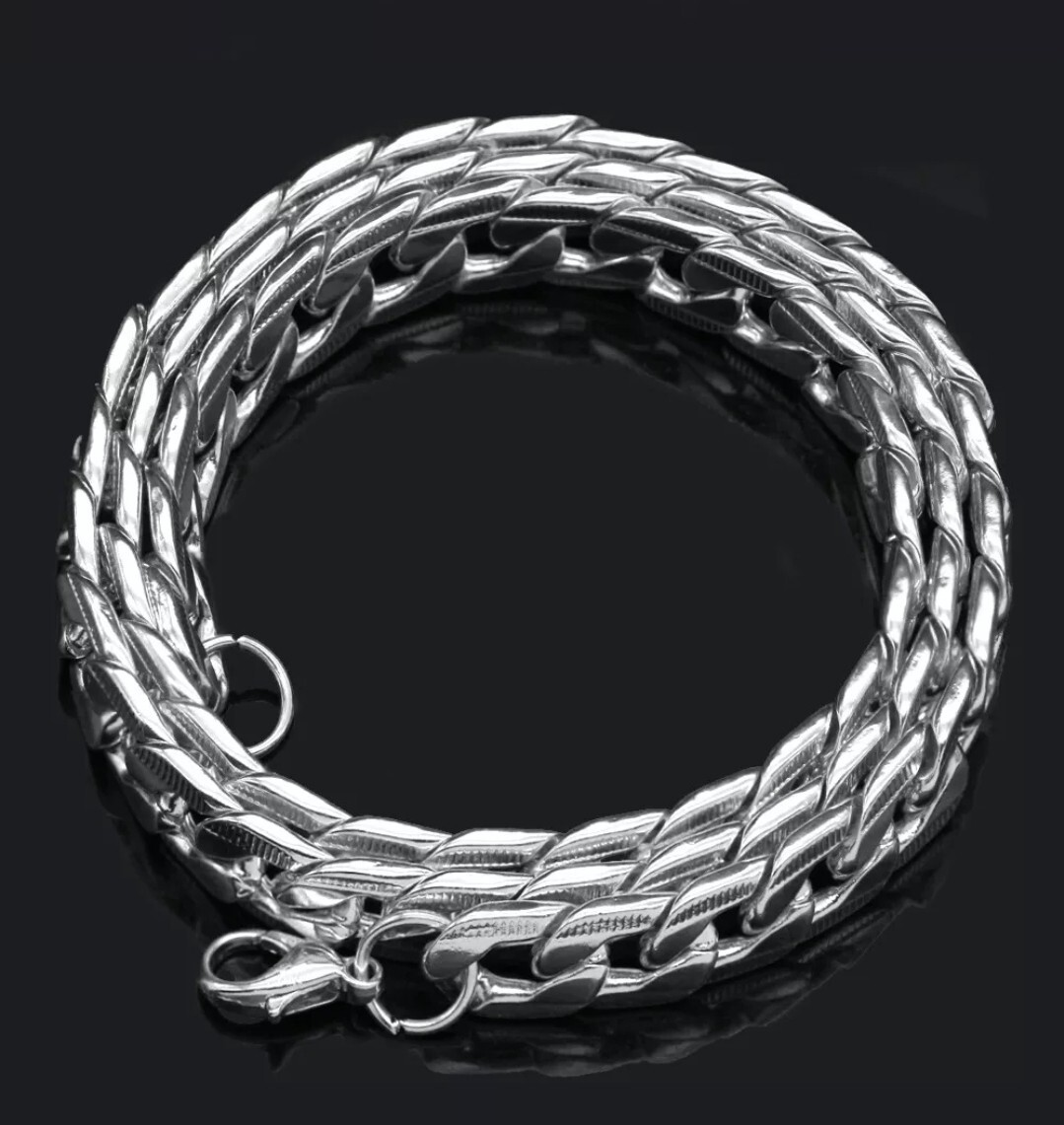 6mm Curb Link Chain Silver or Gold Stainless Steel 26″ 17-4