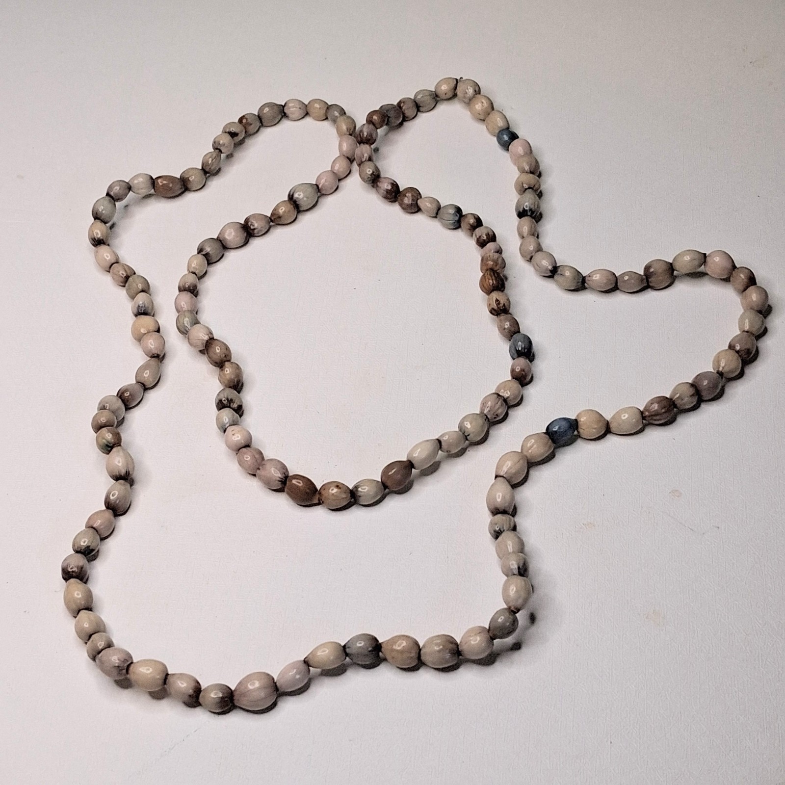 Job’s Tears Seed Bead Necklace Long Boho Botanical Natural Vintage