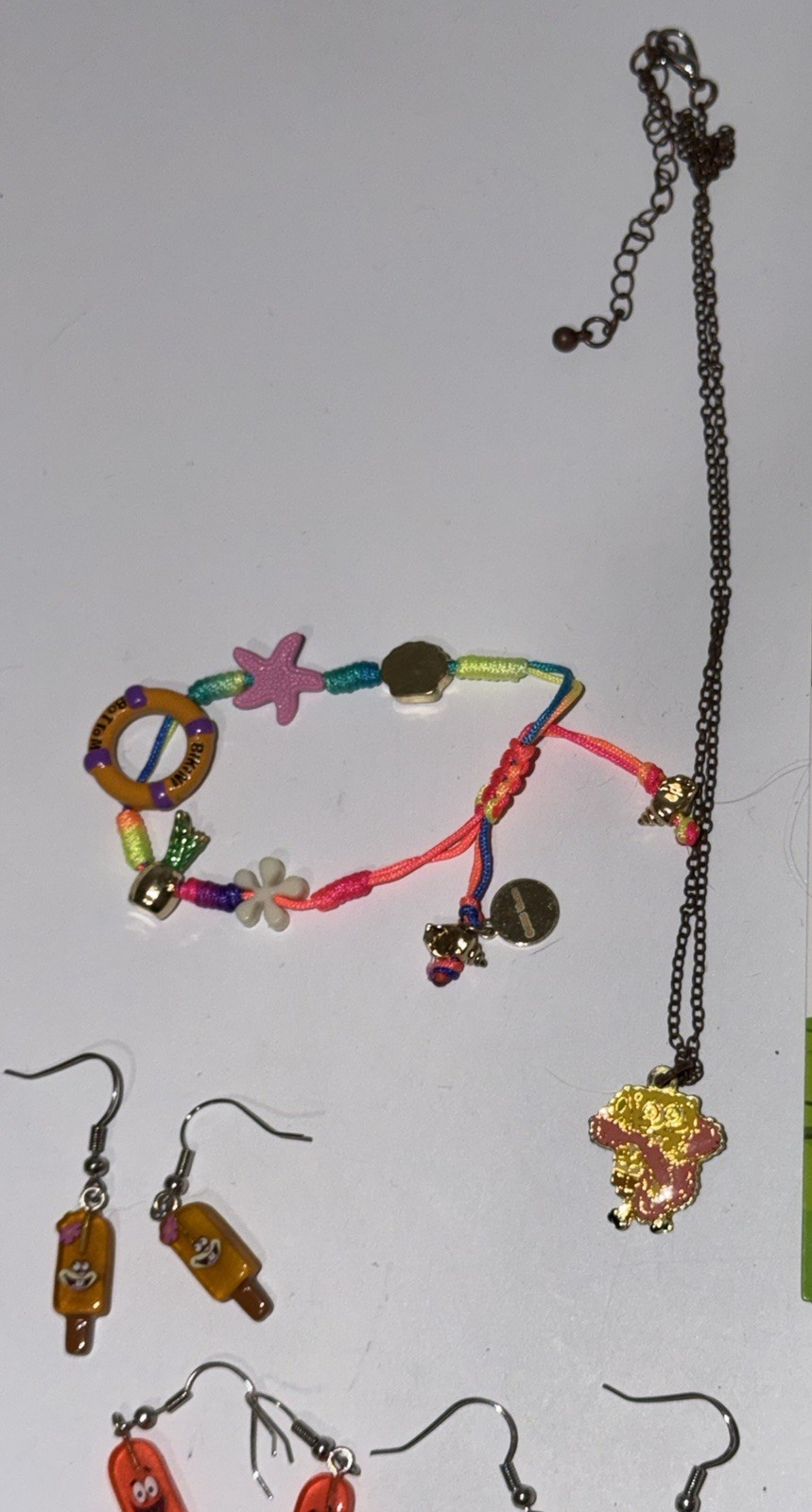 Hot Topic Big Lot SpongeBob SquarePants Jewelry Earrings Necklace Bracelet Nick