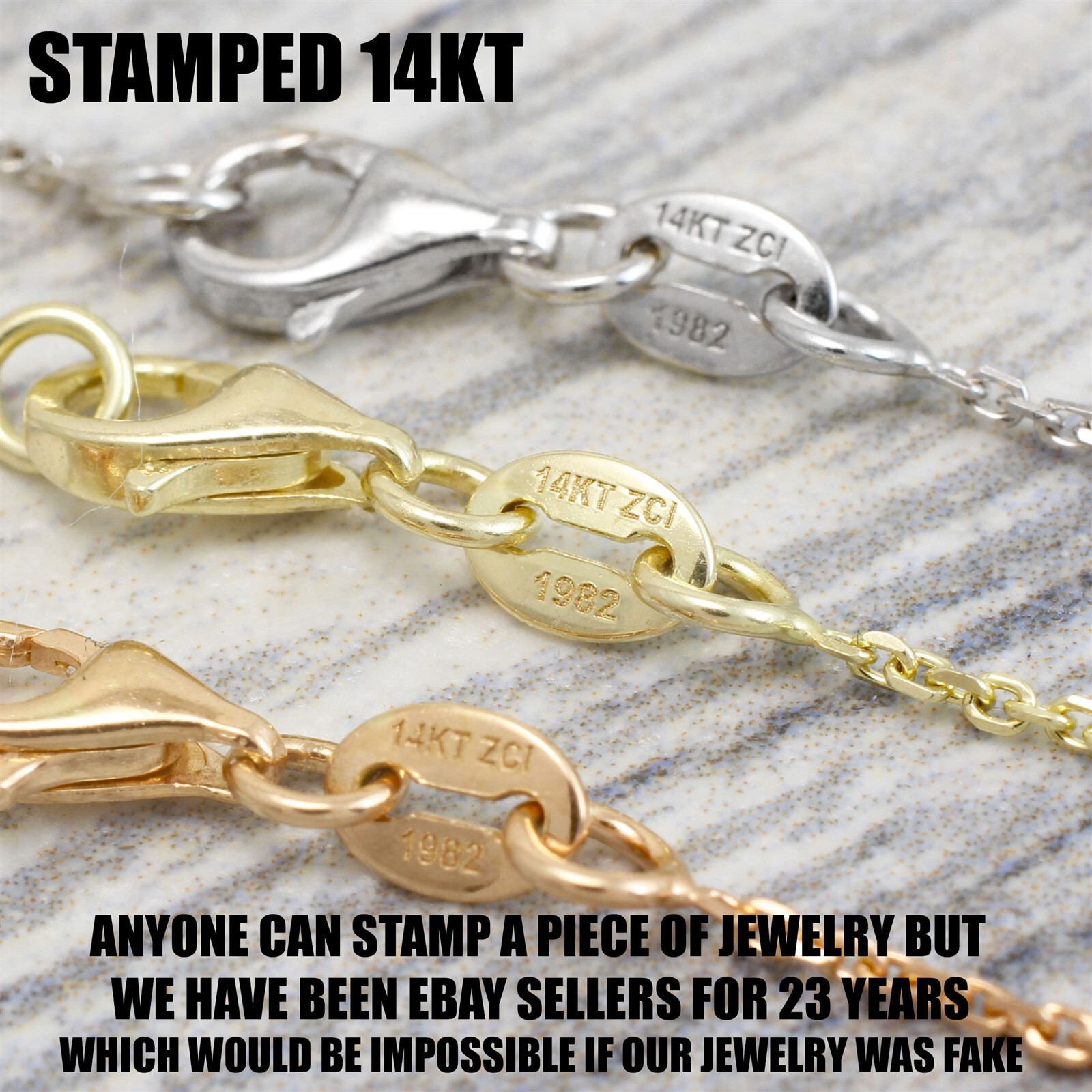 Guaranteed 10K or 14K Yellow White or Rose Gold 1mm Cable Rolo Chain Necklace