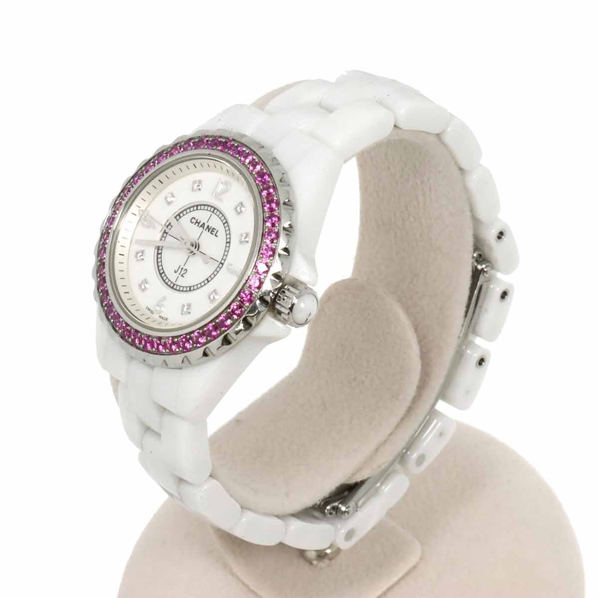 CHANEL J12 H3243 Pink Sapphire Bezel 8P Diamond White Shell Dial 90321219