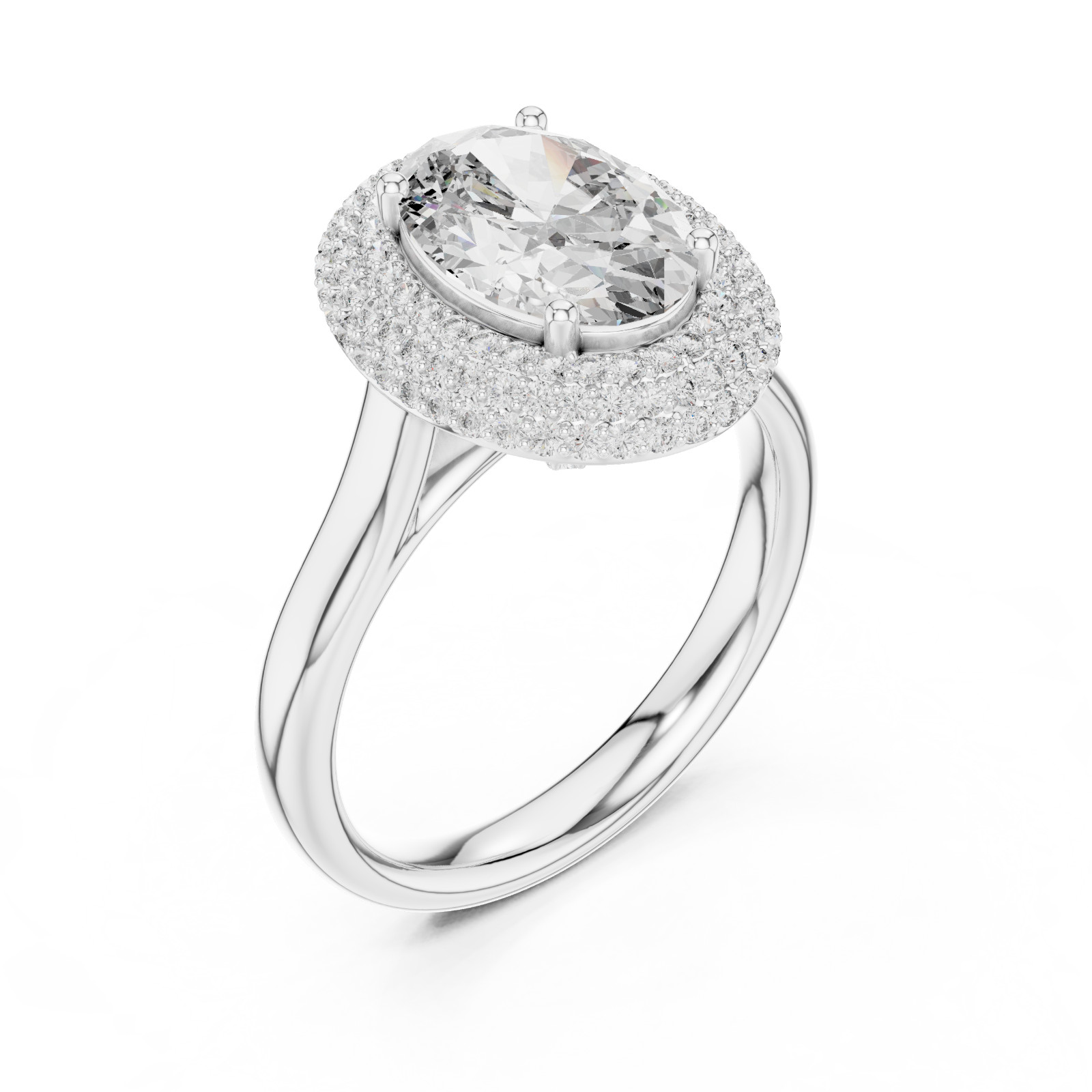 Hidden Halo 2.50 CT Oval Lab Grown Diamond Double Halo Engagement Ring