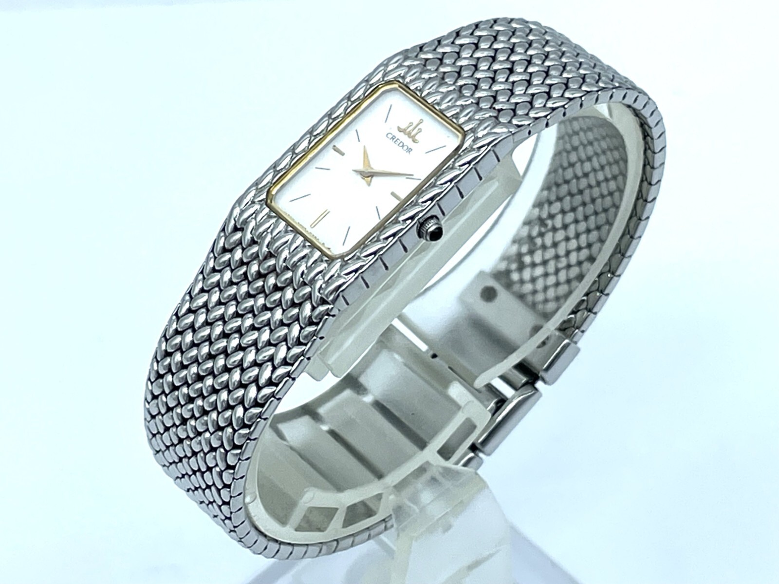 Near MINT Vintage SEIKO Credor Integral Quartz Ladies Watch White Dial 2F70-5341