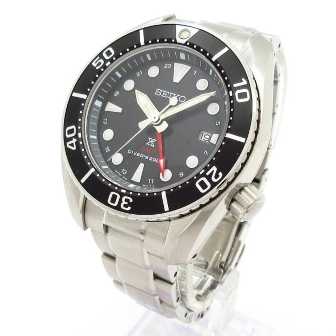 Seiko Prospex GMT Solar Watch Men’s Black Dial & Bezel Leather Strap