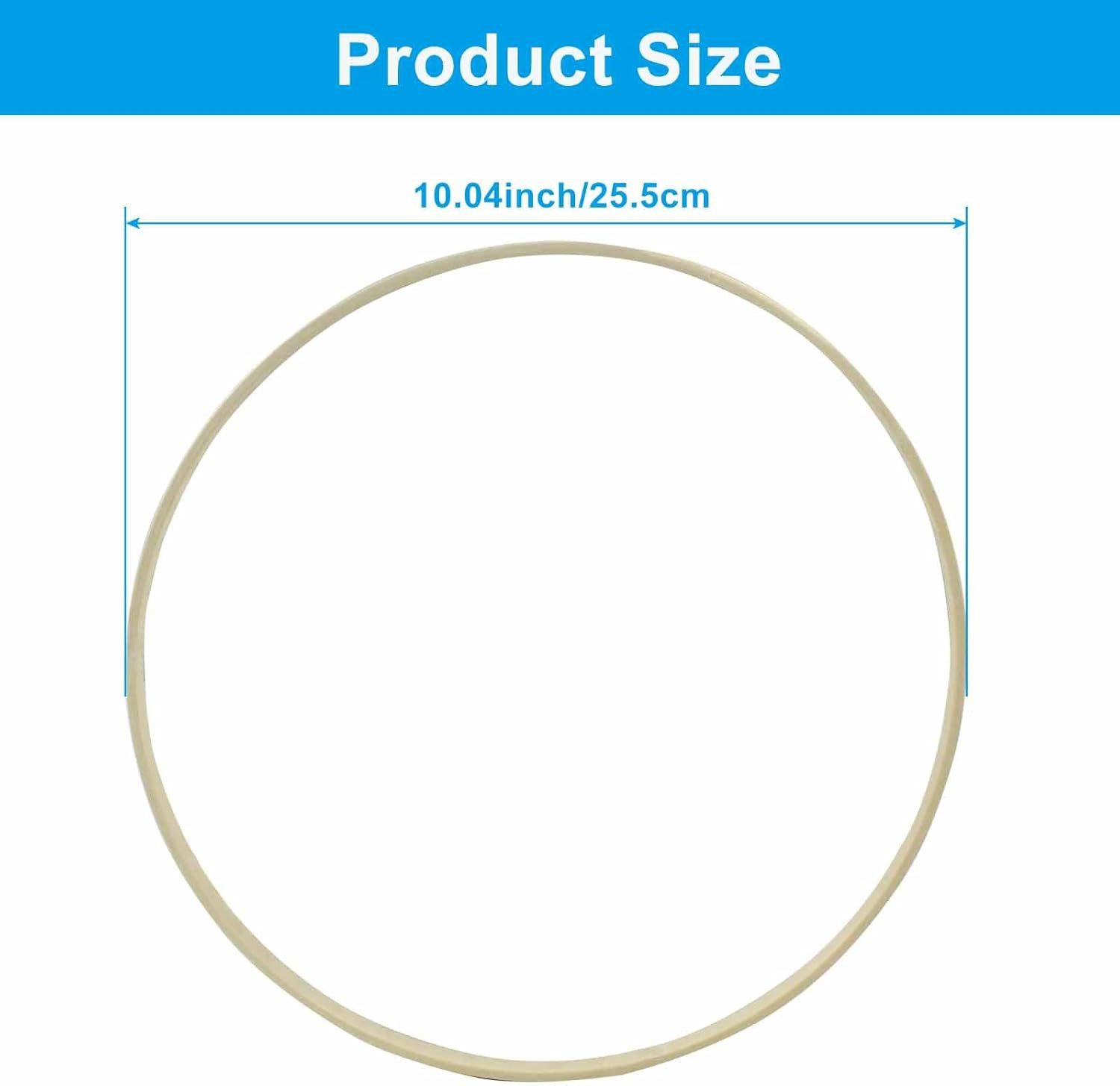 6Pcs 10 Inch Bamboo Floral Hoops, Wooden Hoop Wreath Frame Bamboo Ring for DIY D