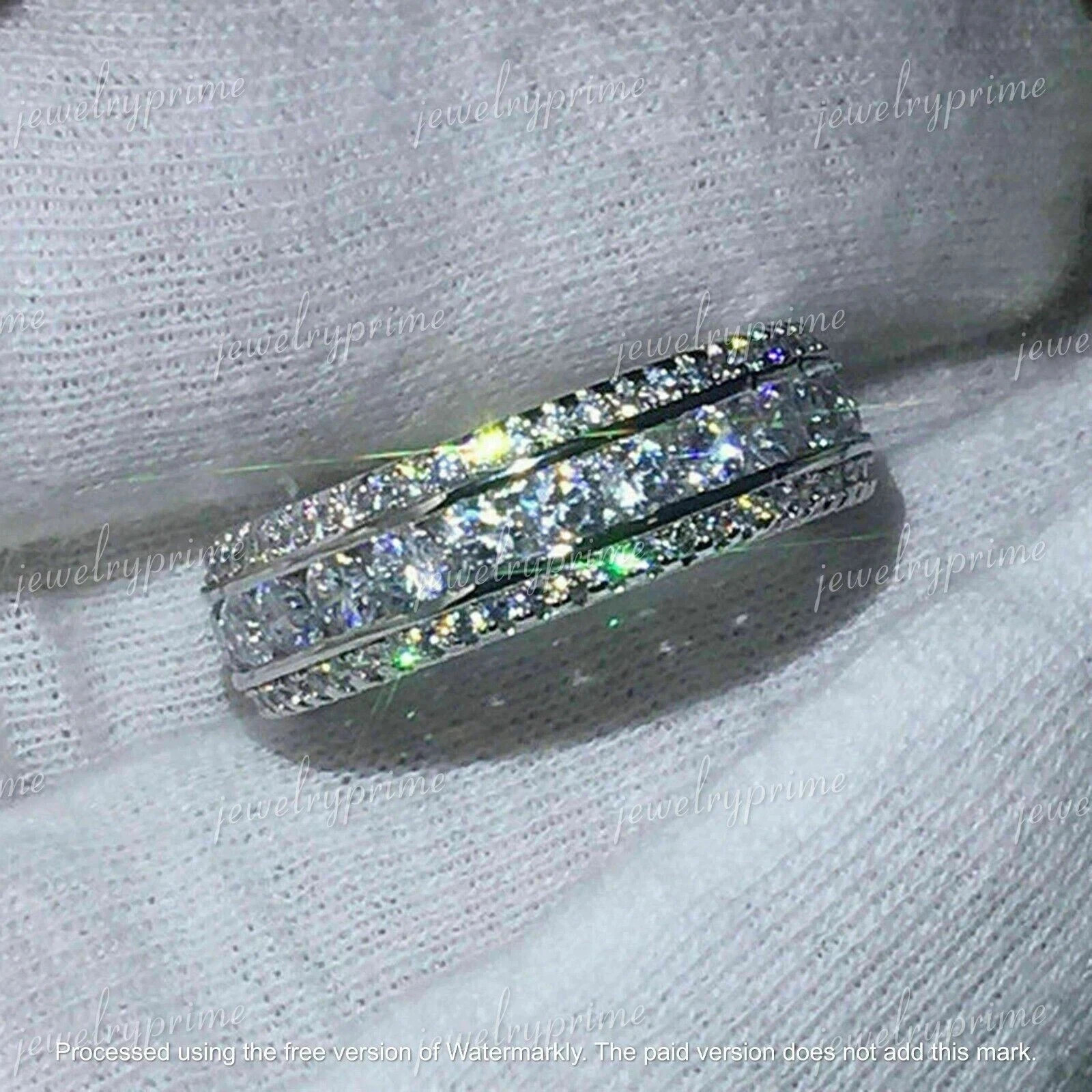 3Ct Round Cut lab created Diamond Wedding Band Ring 14K White Gold Plated
