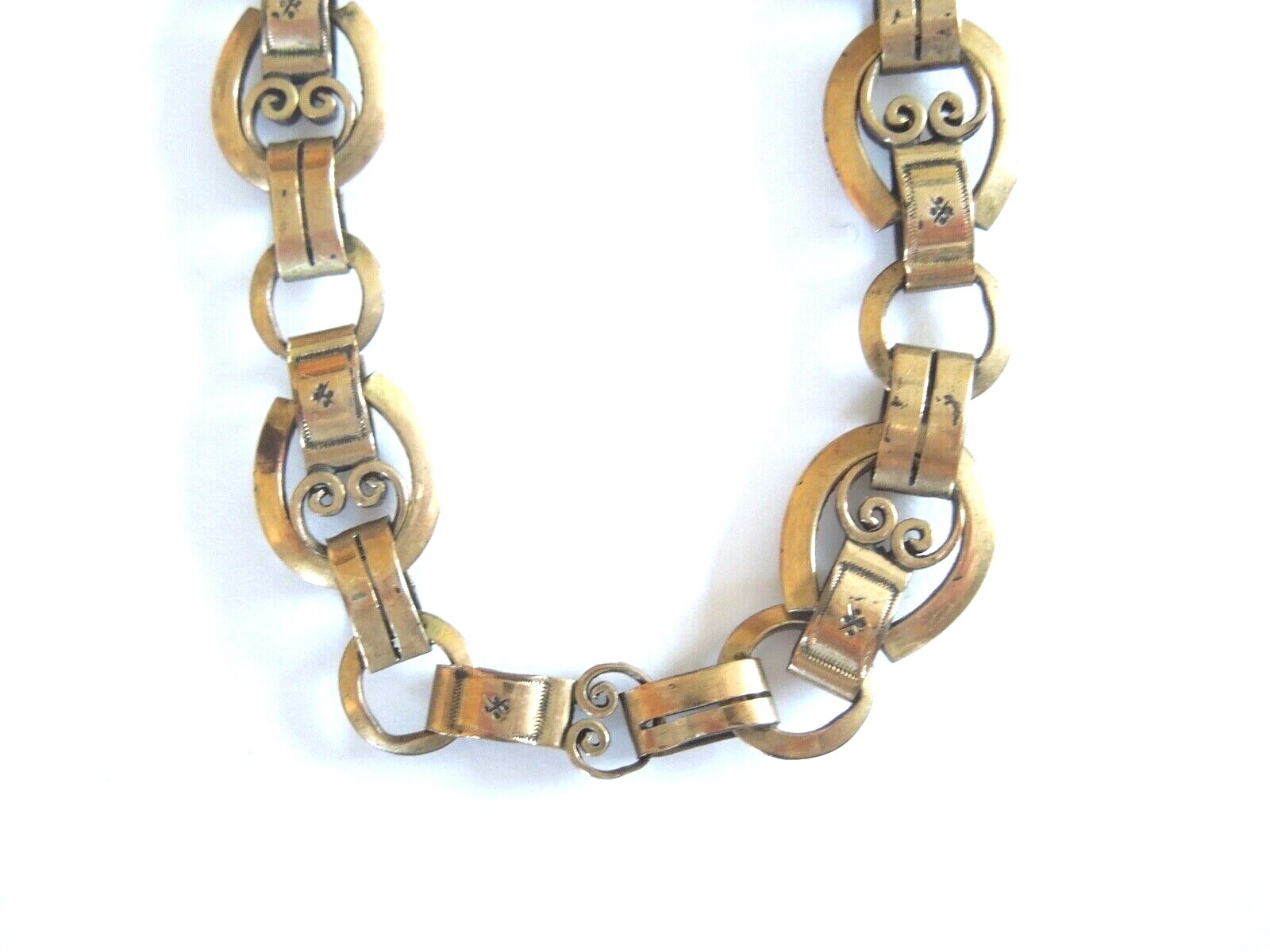 Old Gilded Hinge Watch Chain With Photo Medallion, Pendant 21.9 G/Approx. 28 Cm