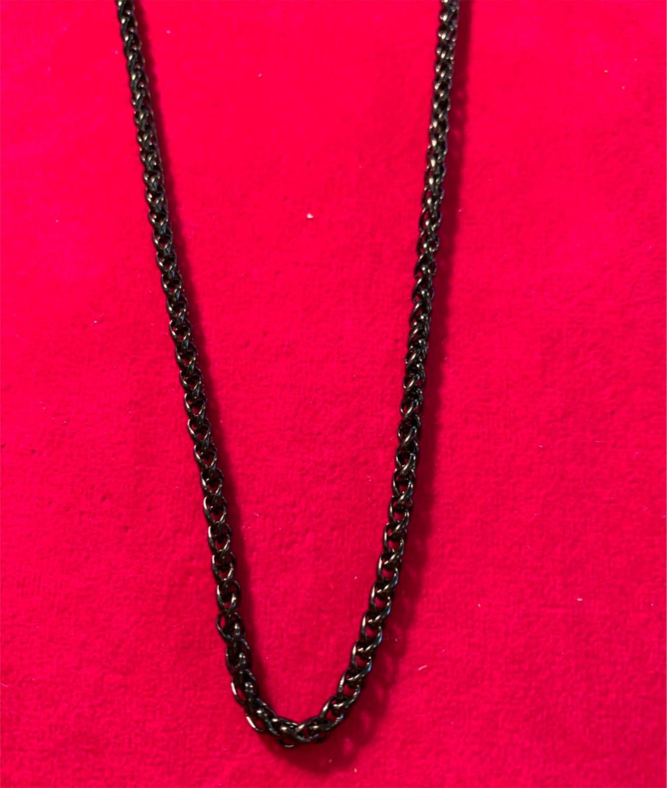 34 inch Unisex ,3mm Stainless Steel Black Plated Braided Wheat Necklace