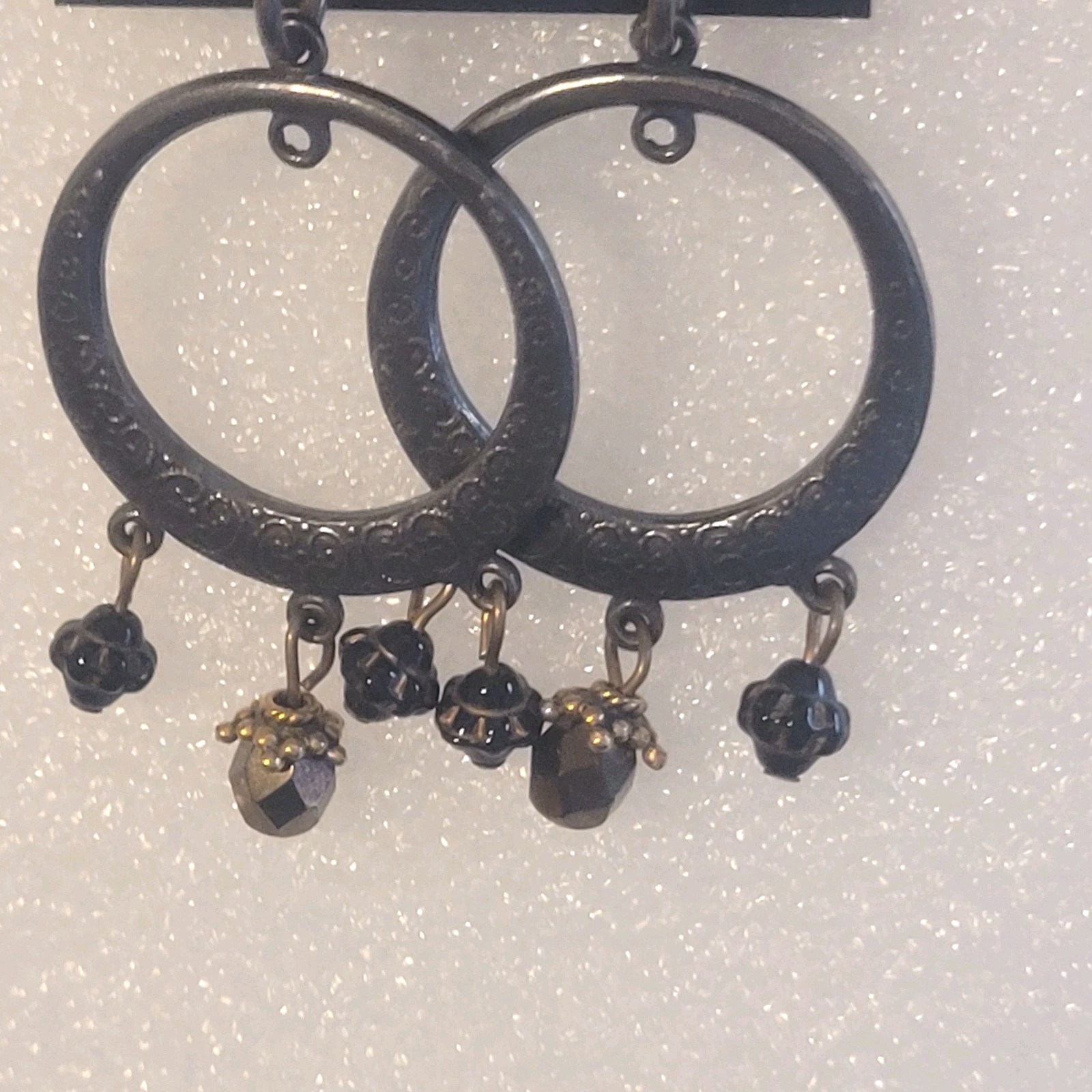 Marjorie Baer MB SF Boho Festival Mixed Metal Big Hoop Dangle Clip On Earring