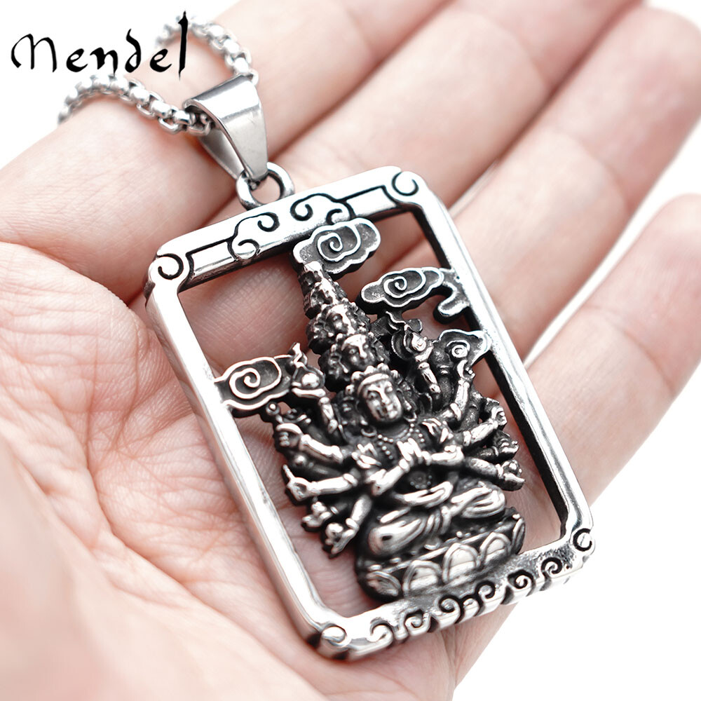MENDEL Tibetan Buddhist Protection Amulet Kuan Guan Yin Buddha Pendant Necklace