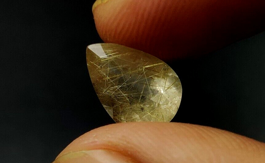 4.1 CT Golden Rutilated Quartz Pear Shape 13.3X9.10mm Faceted Cut Gemstone W64