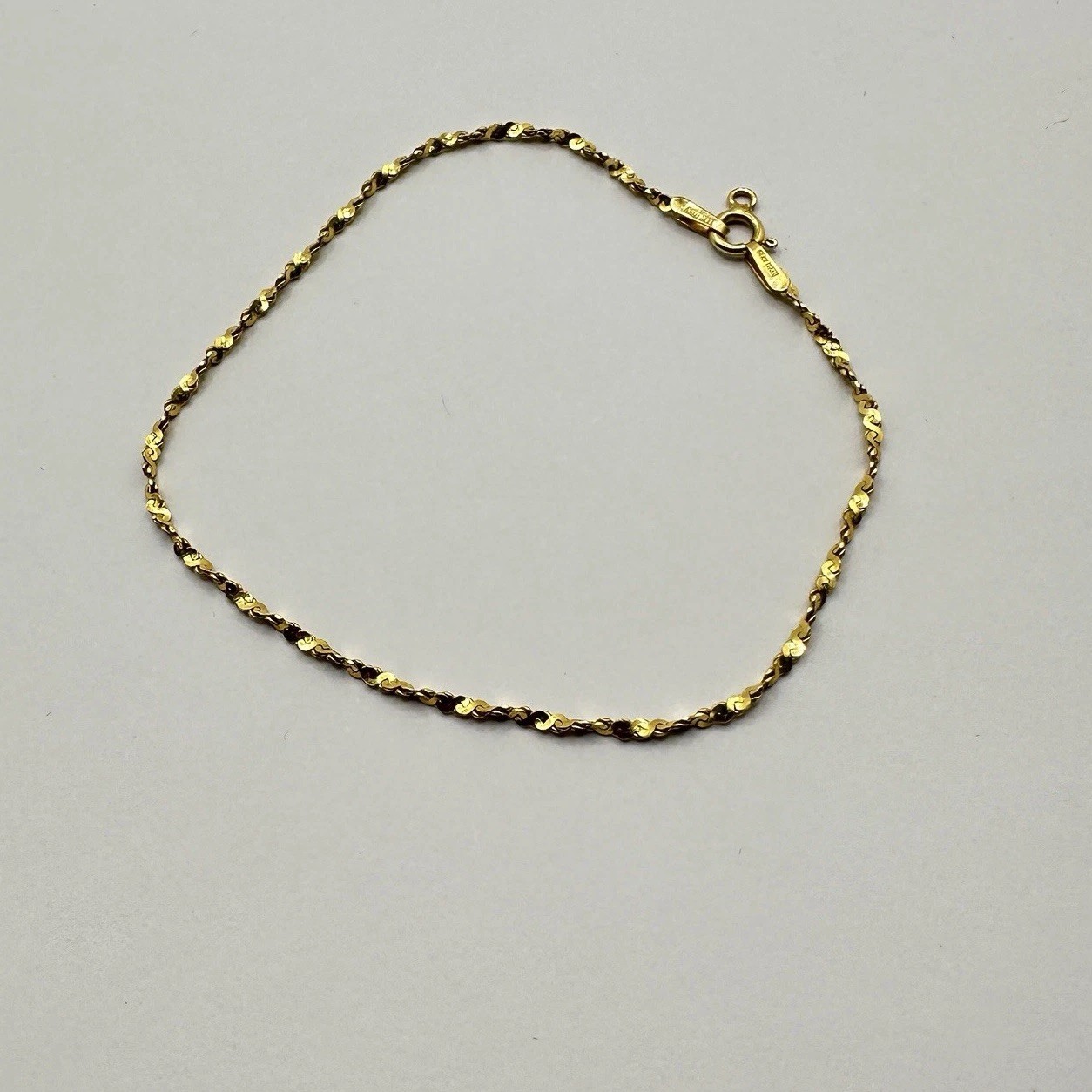 14K Yellow Gold Fancy S Link Bracelet 7.5” 1.98g Italy 585 Italian