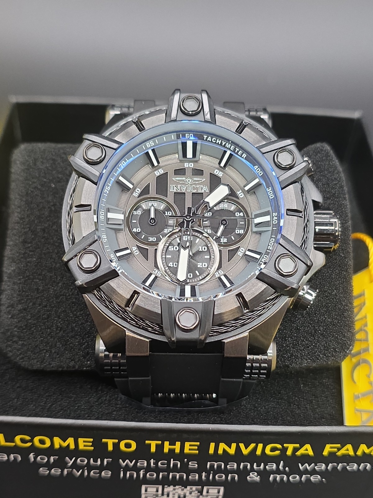Invicta Bolt Cable Surge Men’s 52mm Triple Black Stealth Chronograph Watch 35550