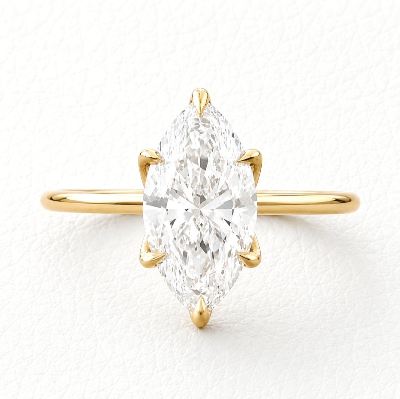 4 CT Marquise Moissanite Solitaire Engagement Ring Dainty Yellow Gold Plated 925