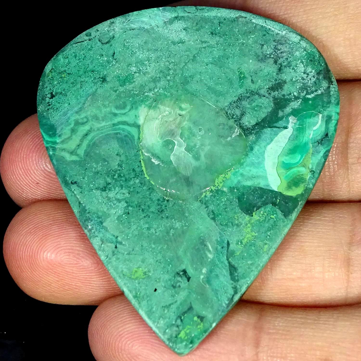 127.10Cts Natural Malachite Pear Cabochon Handmade Gemstone 44X53X5MM
