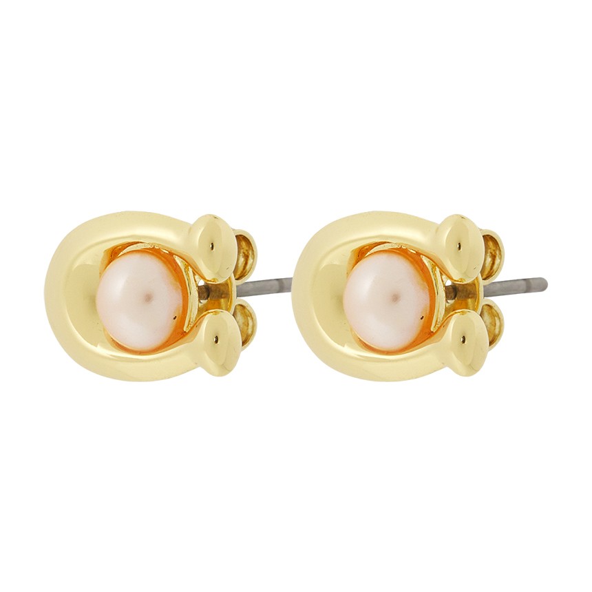 COACH Pearl Signature Woman Earring 341922 GLD 651 NEW ITEM