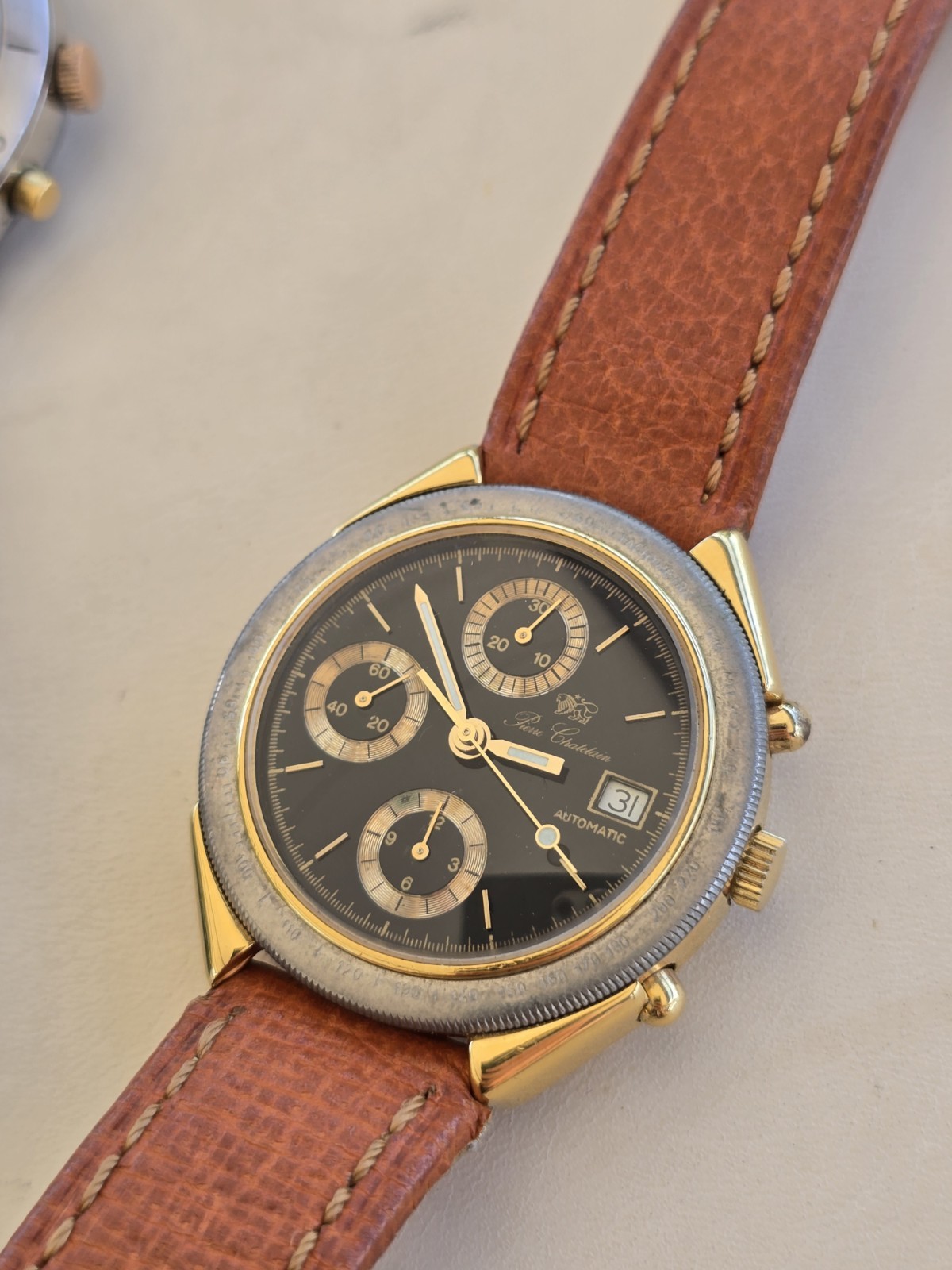 vintage chronograph watch Pierre Chatelain Valjoux 7750