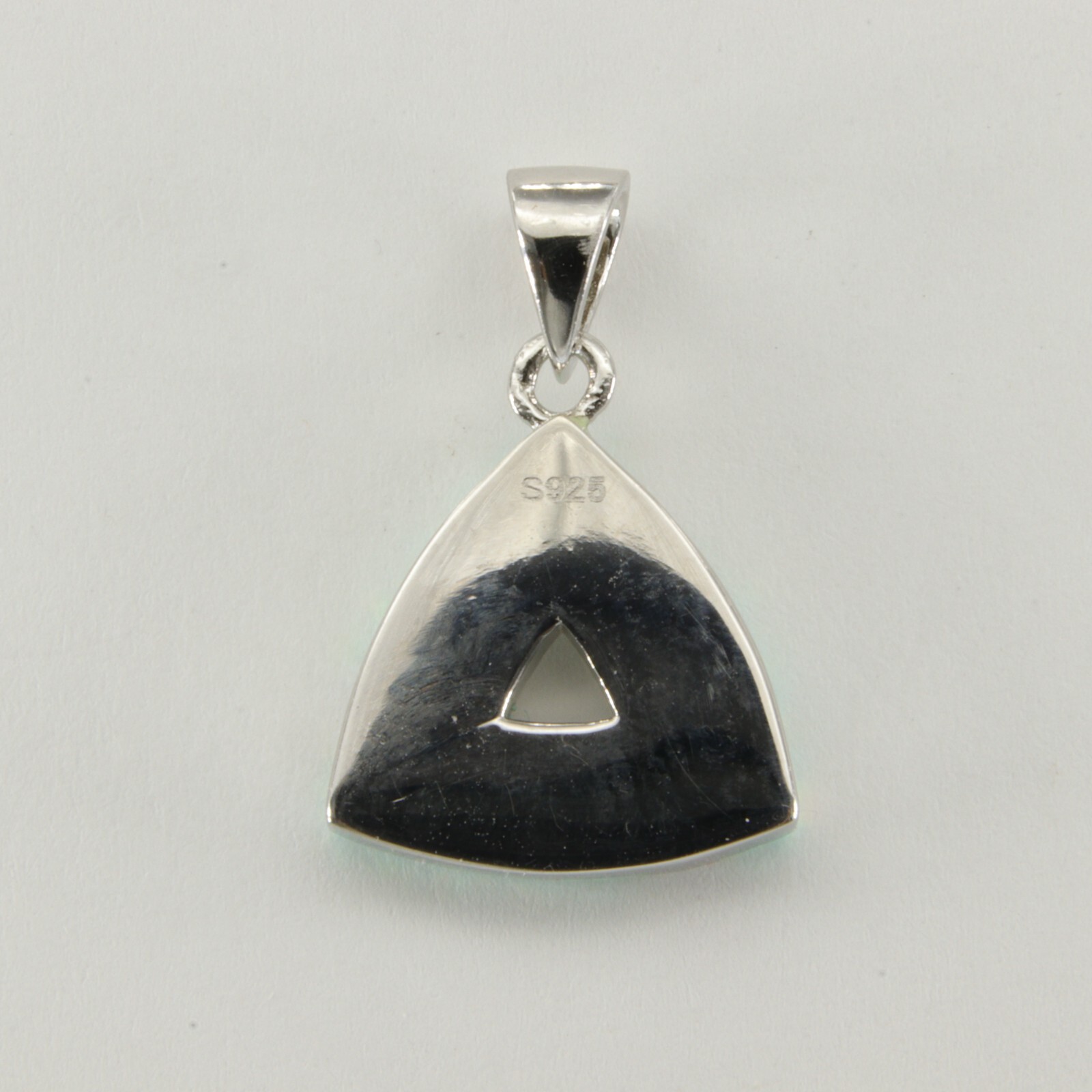 Light Green FIRE OPAL Triangle Drop / Dangle Pendant – 925 STERLING SILVER #314e