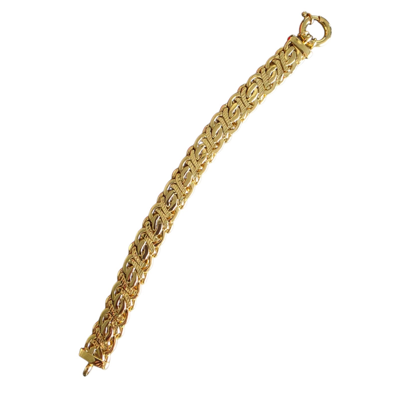 ROMANZA ITALY Byzantine Woven Chain Bracelet 8.25 In Gold Plated Over Bronze