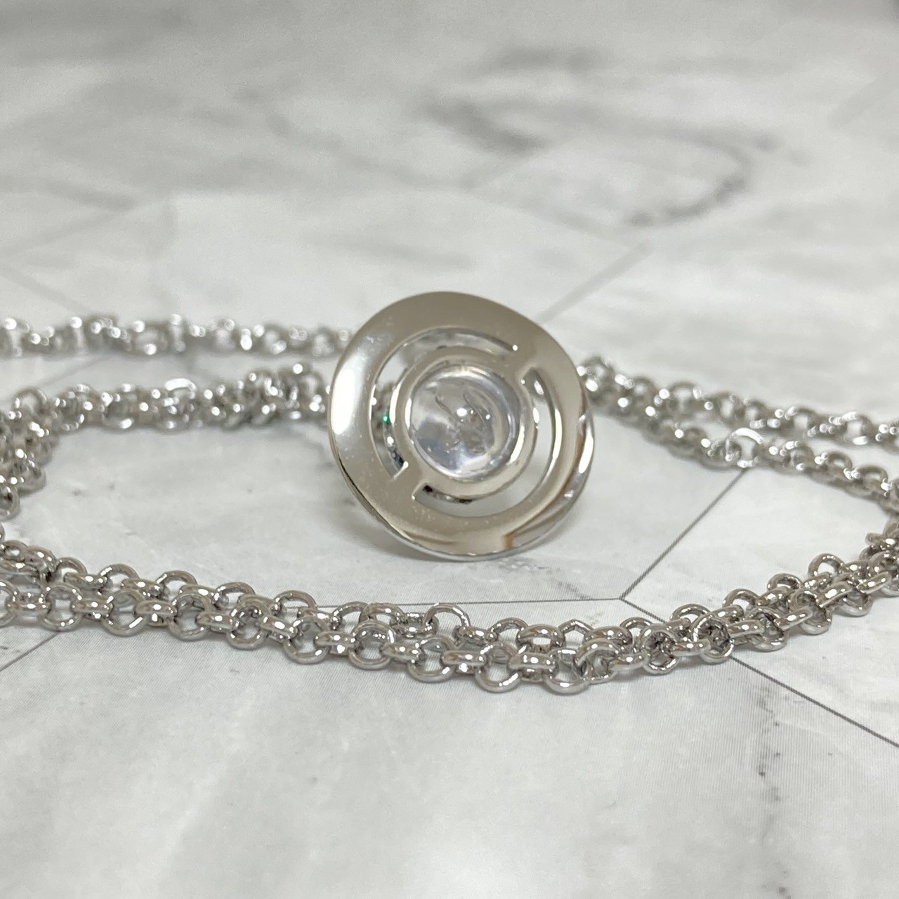 Vivienne Westwood Necklace Petite Orb Silver Clear Multi T:1.5 x 1.6 cm w/Pouch