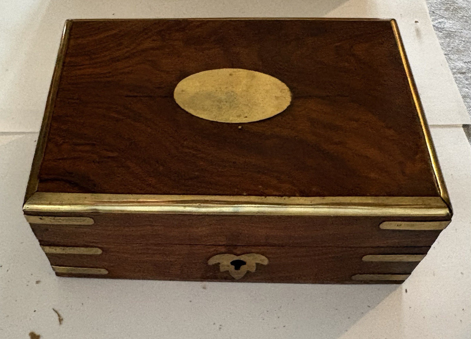 Handmade Brass Fitted Wooden Jewelry Box Indian Rosewood Floral Hand Carved 6×4