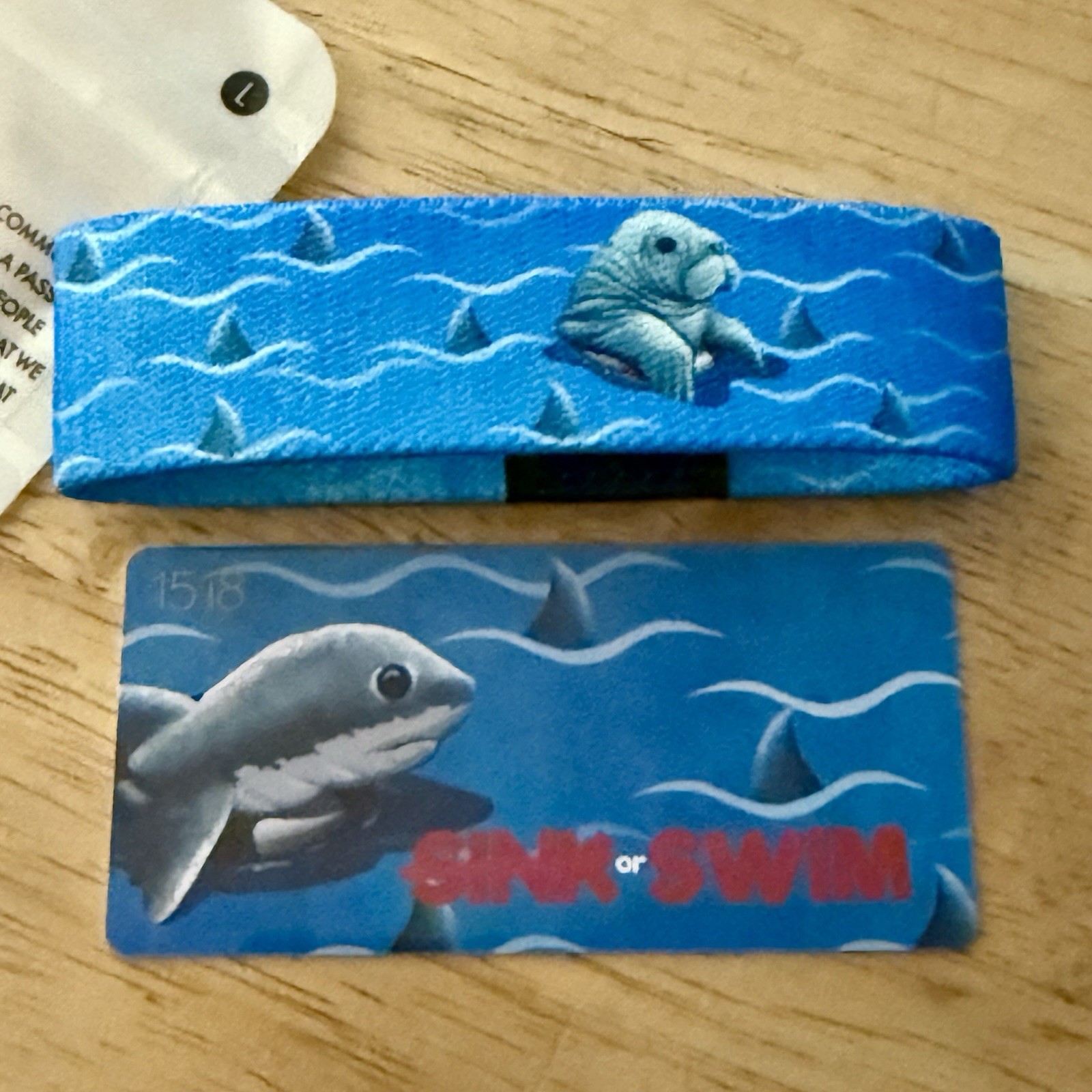 New! ZOX Strap *SINK OR SWIM – MANATEE!* Sz LARGE – Reversible Wristband w/ Card
