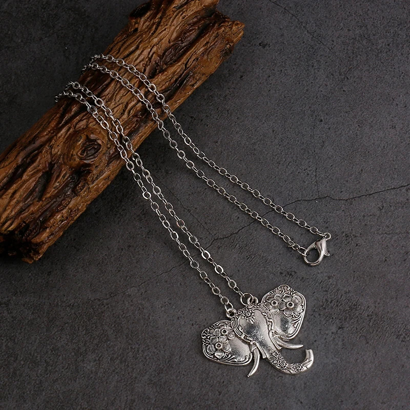 Elegant Elephant Bohemian Pendant Women Necklace Silver Plated New, Africa, Asia