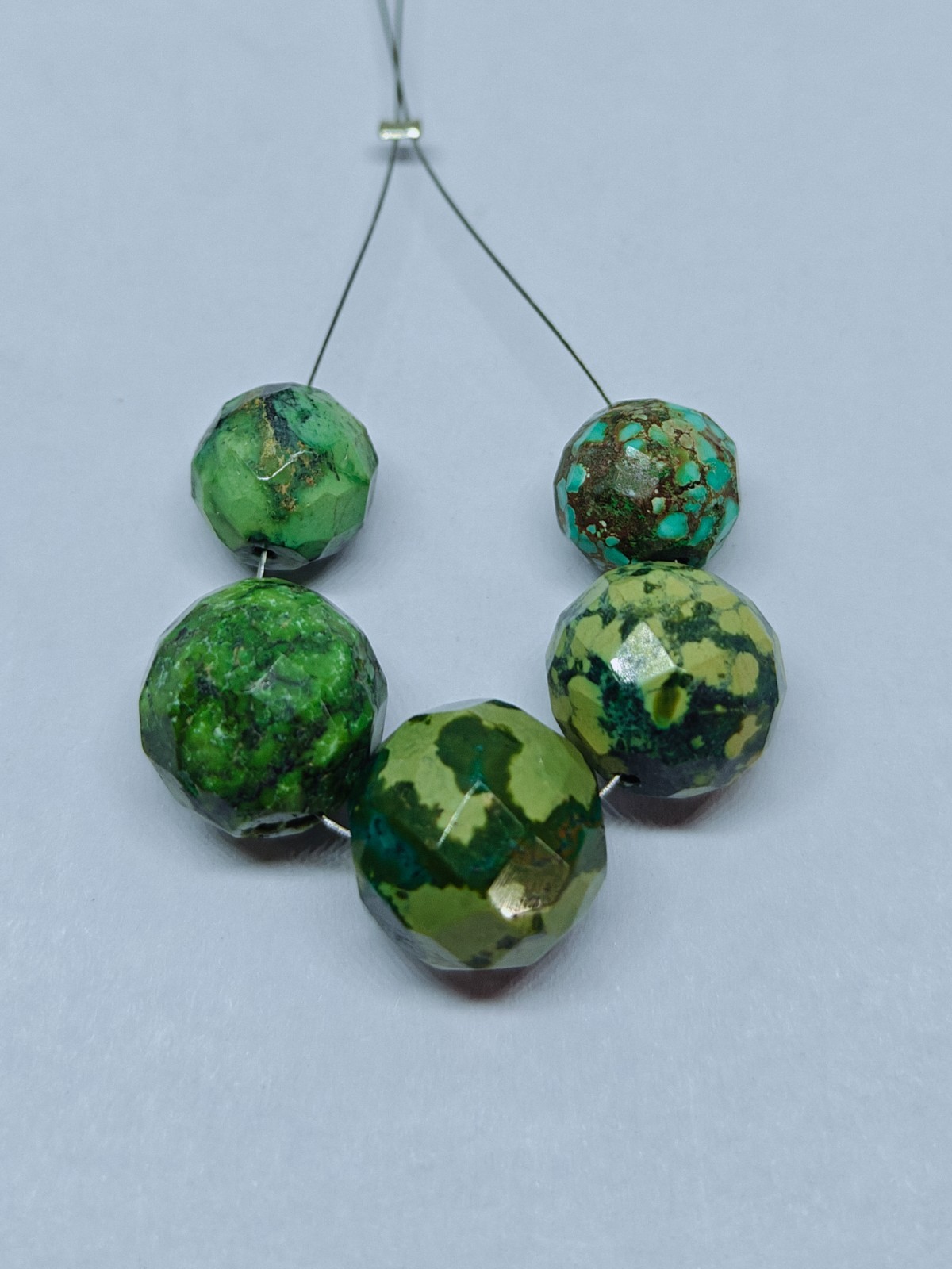 Natural Turquoise Faceted Round Beads Loose Hubie Green Gemstone For Jewelry 58C