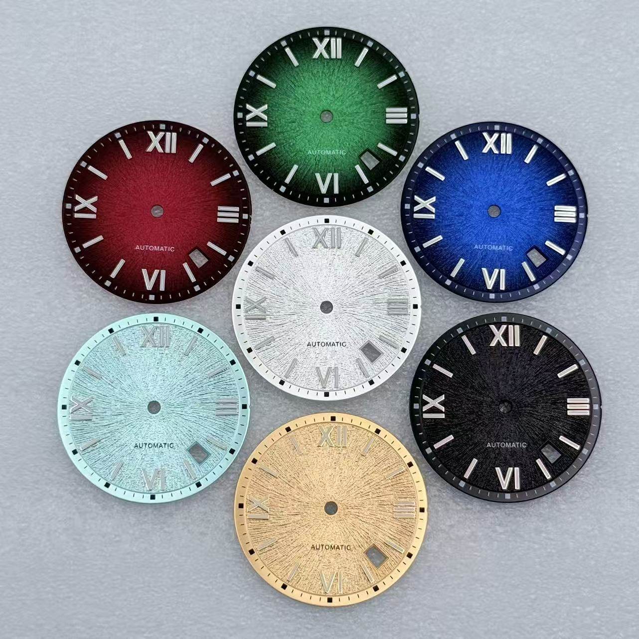 31.8mm Black Purple Watch Dial No Lume Fit NH35/36 Movements Watch Accessories
