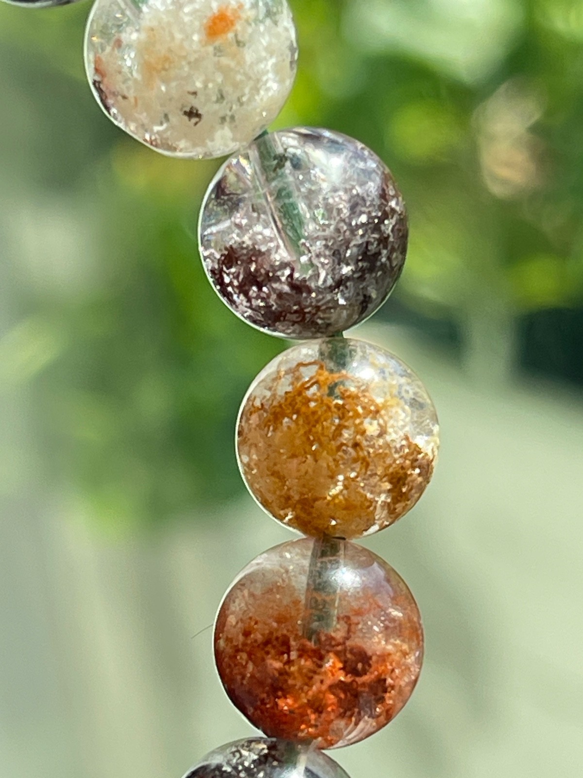 Flower Garden Quartz Bead Bracelet Top Quality Lodolite Crystal Gemstone
