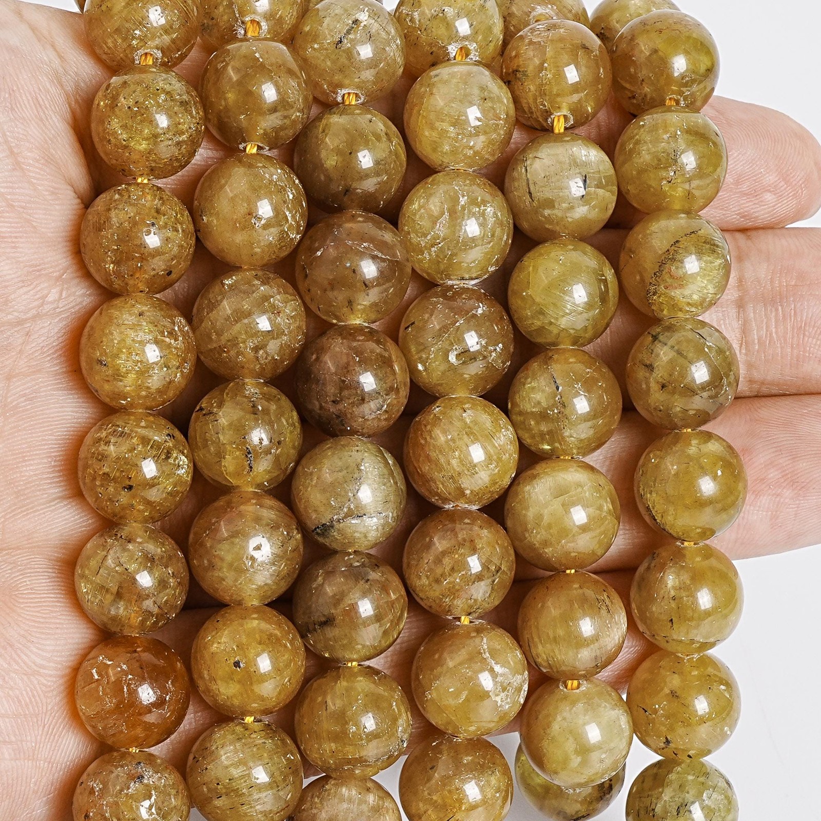 11-12MM Genuine Natural Yellow Apatite Beads AAA Gemstone Round Loose Beads