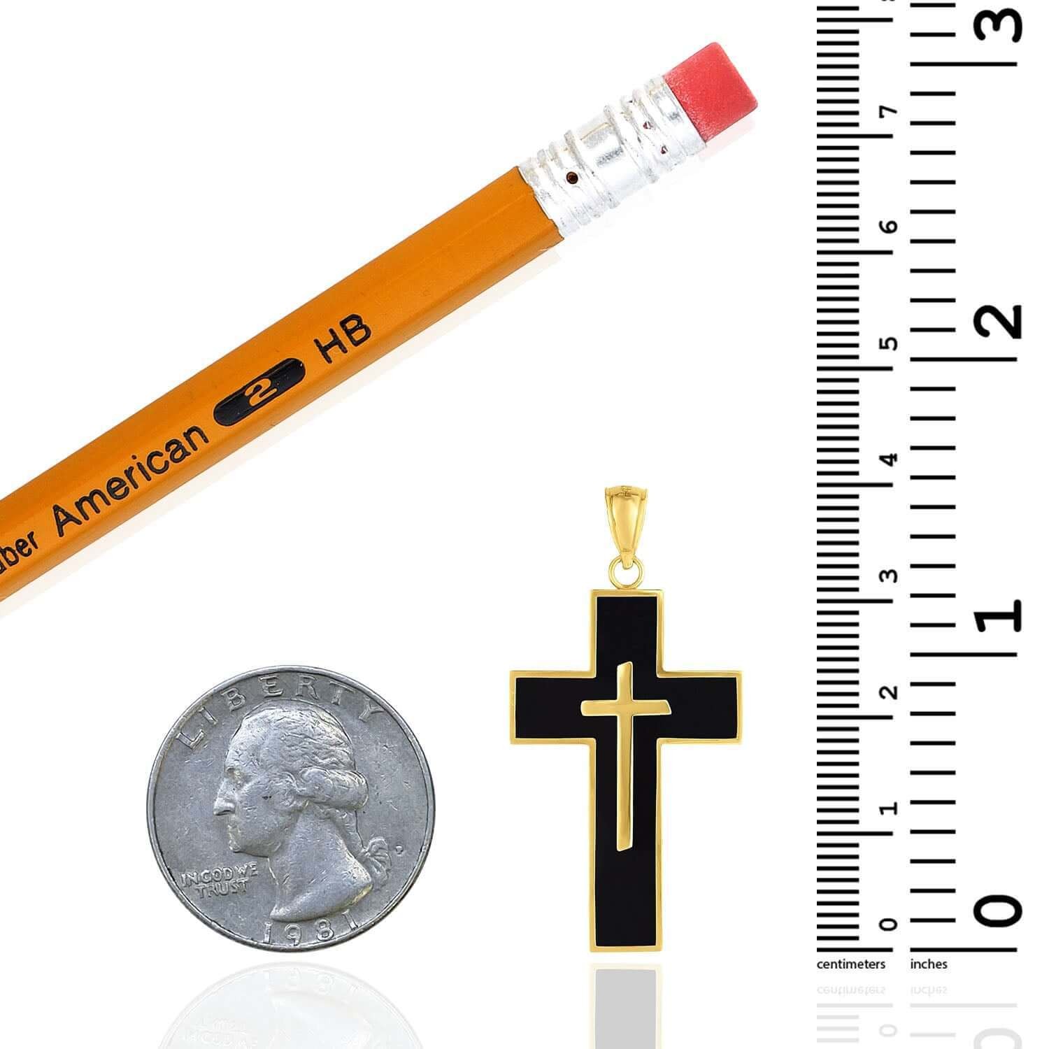 14K Gold Black Cross Pendant