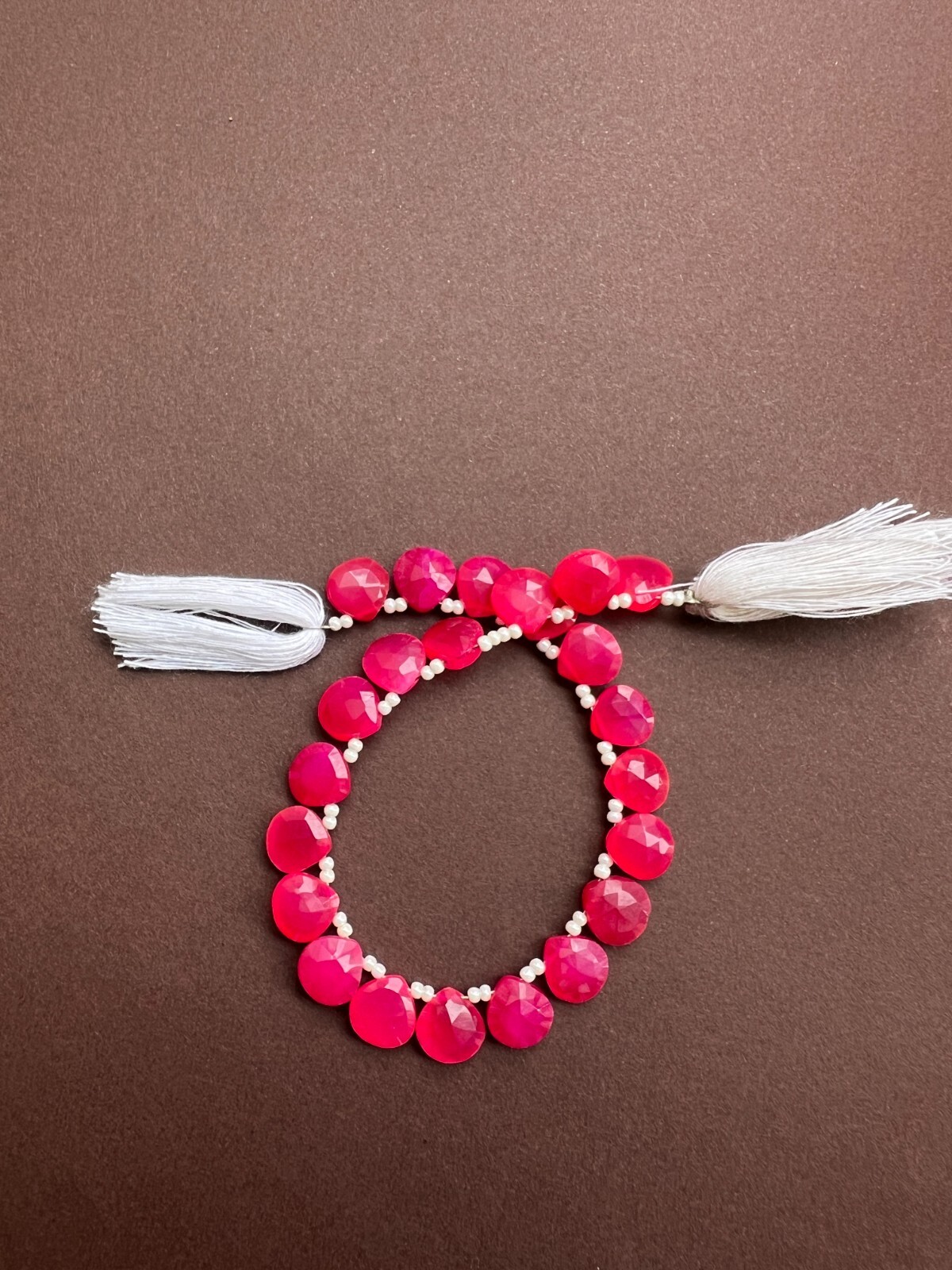 Hot Pink Chalcedony Faceted Pear Briolette Beads 1Strand 8-9mm Teardrop Gemstone