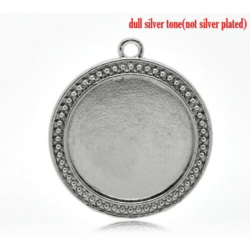 10pc 30mm Round Cabochon Base Setting Pendants Glamorous Silver Tone resin mold