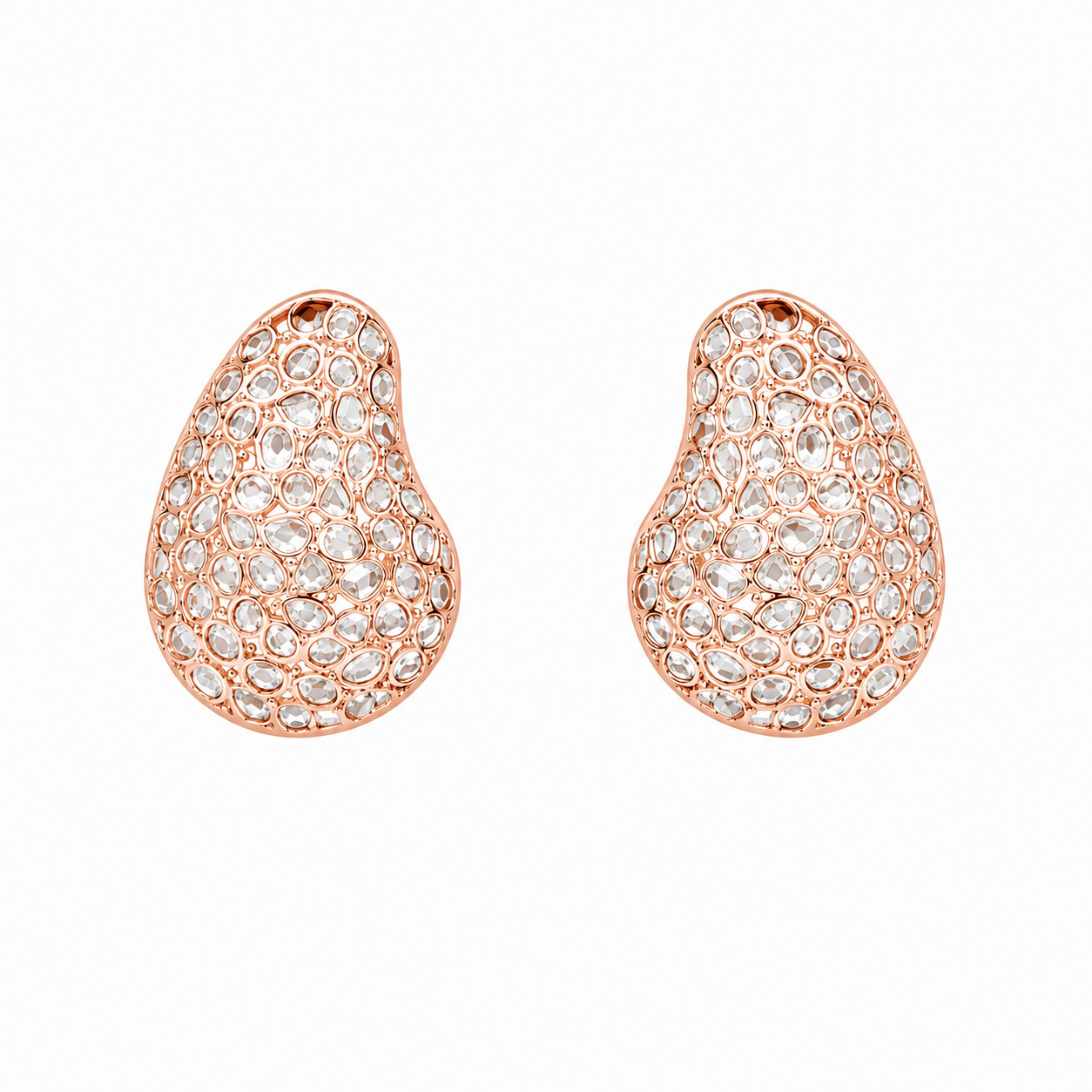 Natural Polki Stud Earrings 925 Sterling Silver Pear Bridal Statement Handmade