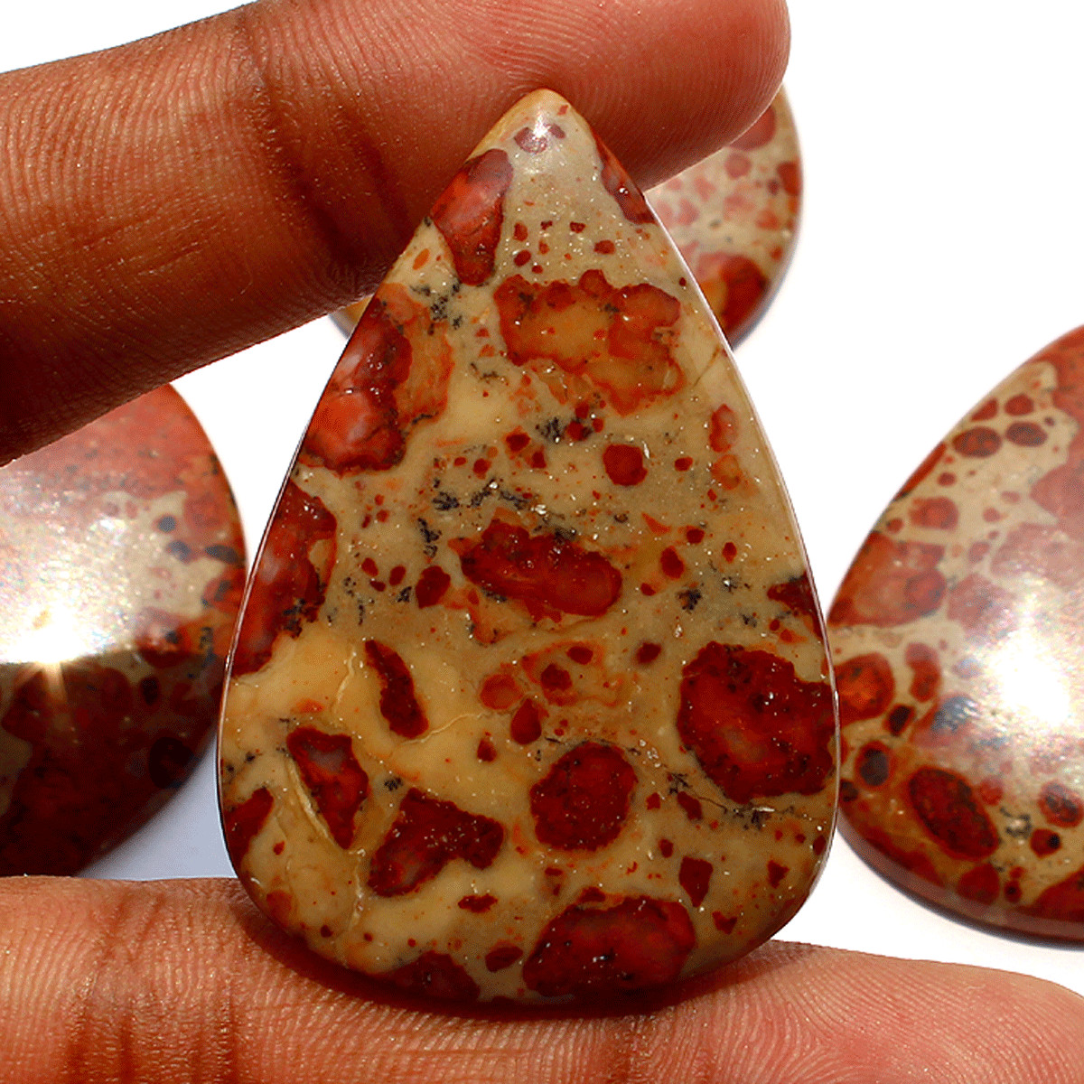 4 Pcs Natural Asteroid Jasper Untreated 41.7mm-48mm Cabochon Loose Gemstones Lot