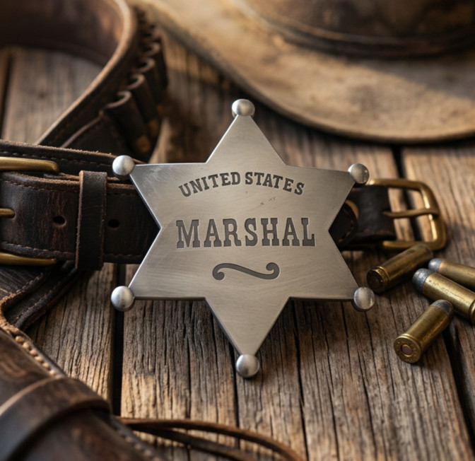 Collectable Western Badge Old West Silver Finish 3″ Badge United States Marshal