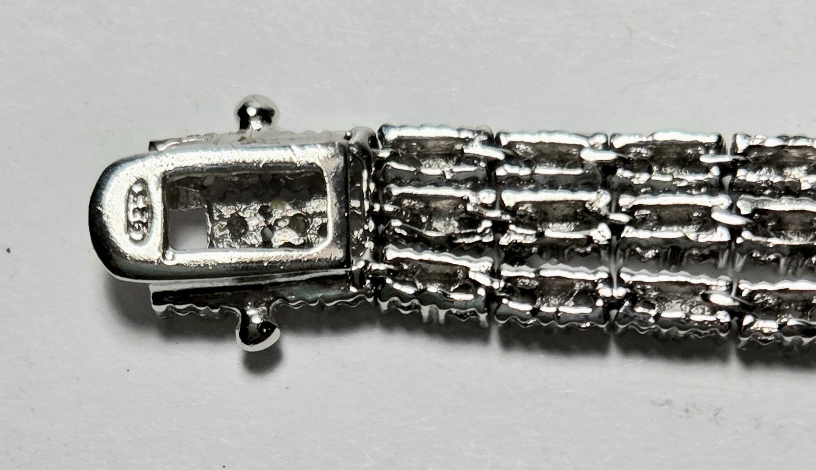 Signed FED 925 Sterling Silver 3-Row Tennis Bracelet CZ Triple Strand 7.5″